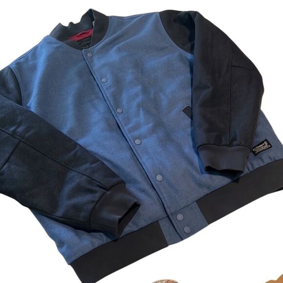 Levi's Other - Levi's Blue Snap Front Poly/Wool Blend Varsity Jacket Size Large